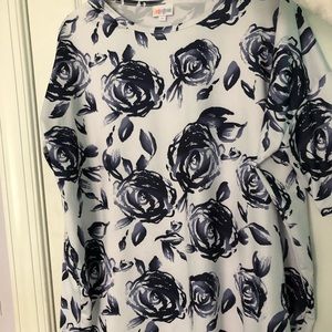 LulaRoe Navy Blue Rose Top